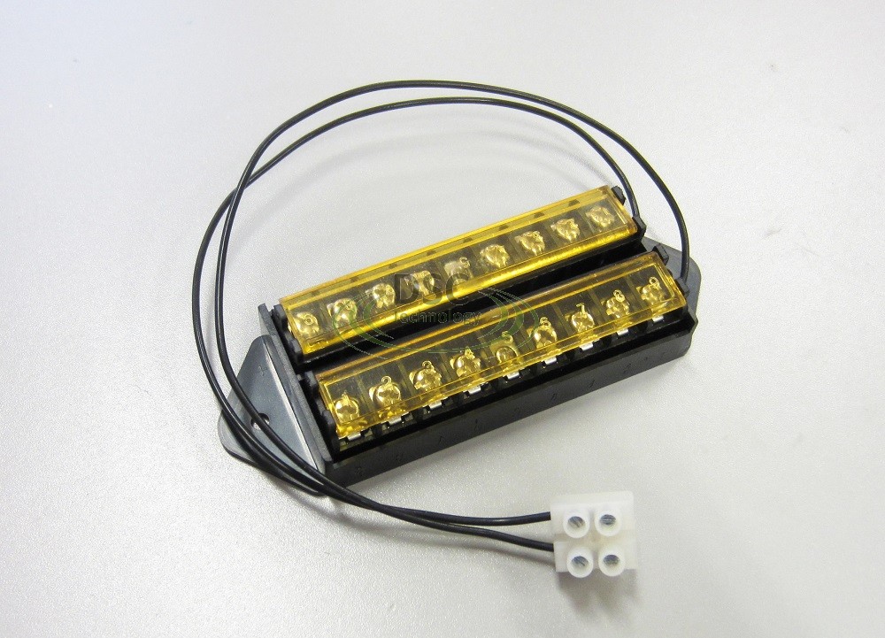 8 Way Terminal Block Bus Bar, 18AWG Wire with Cover (image for) 8 Way Terminal Block Bus Bar, 18AWG Wire with Cover