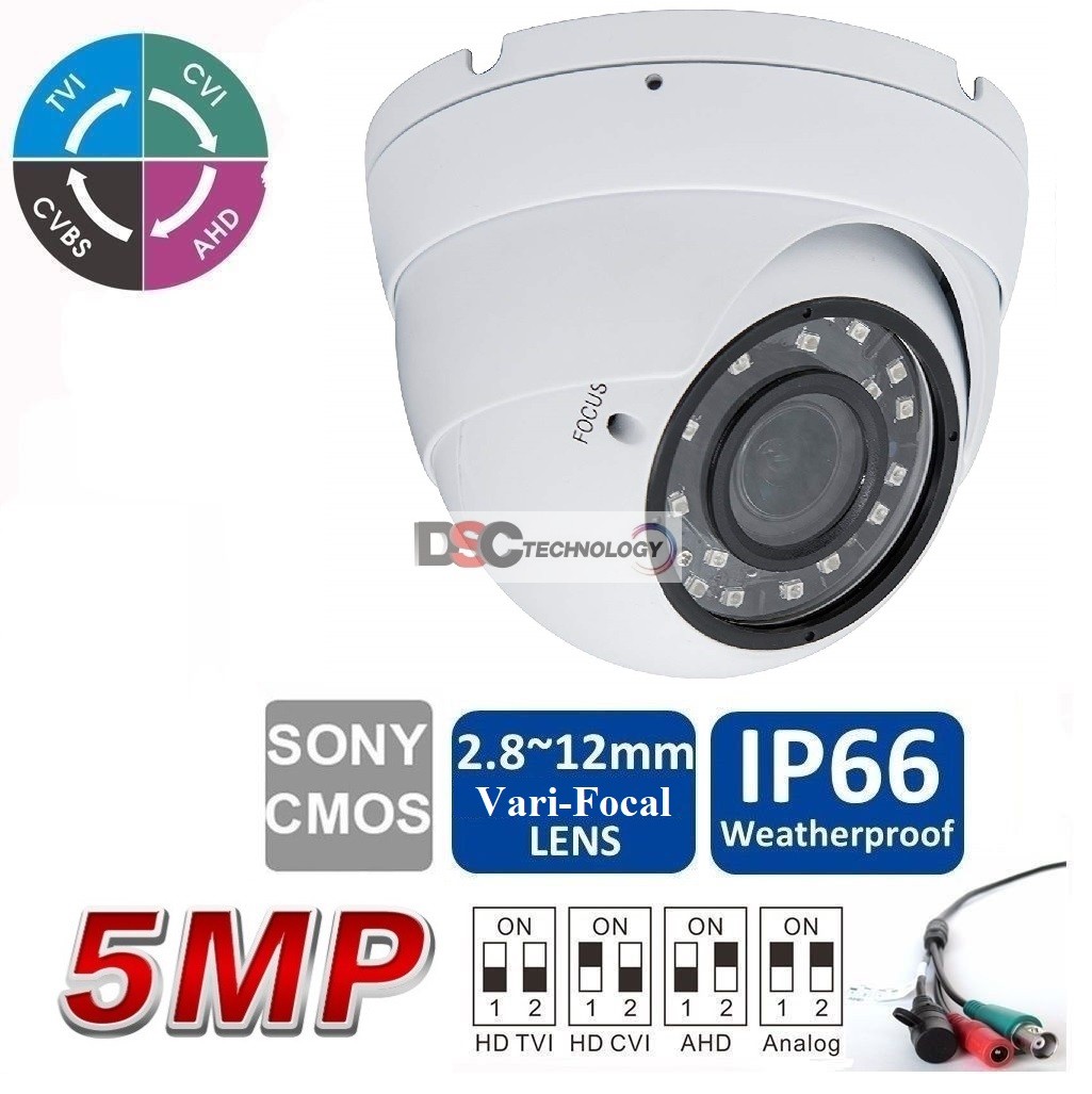 (image for) 5MP(TVI/AHD)/ 4MP CVI HD IR Security Dome Camera 2.8mm-12mm VF - Click Image to Close