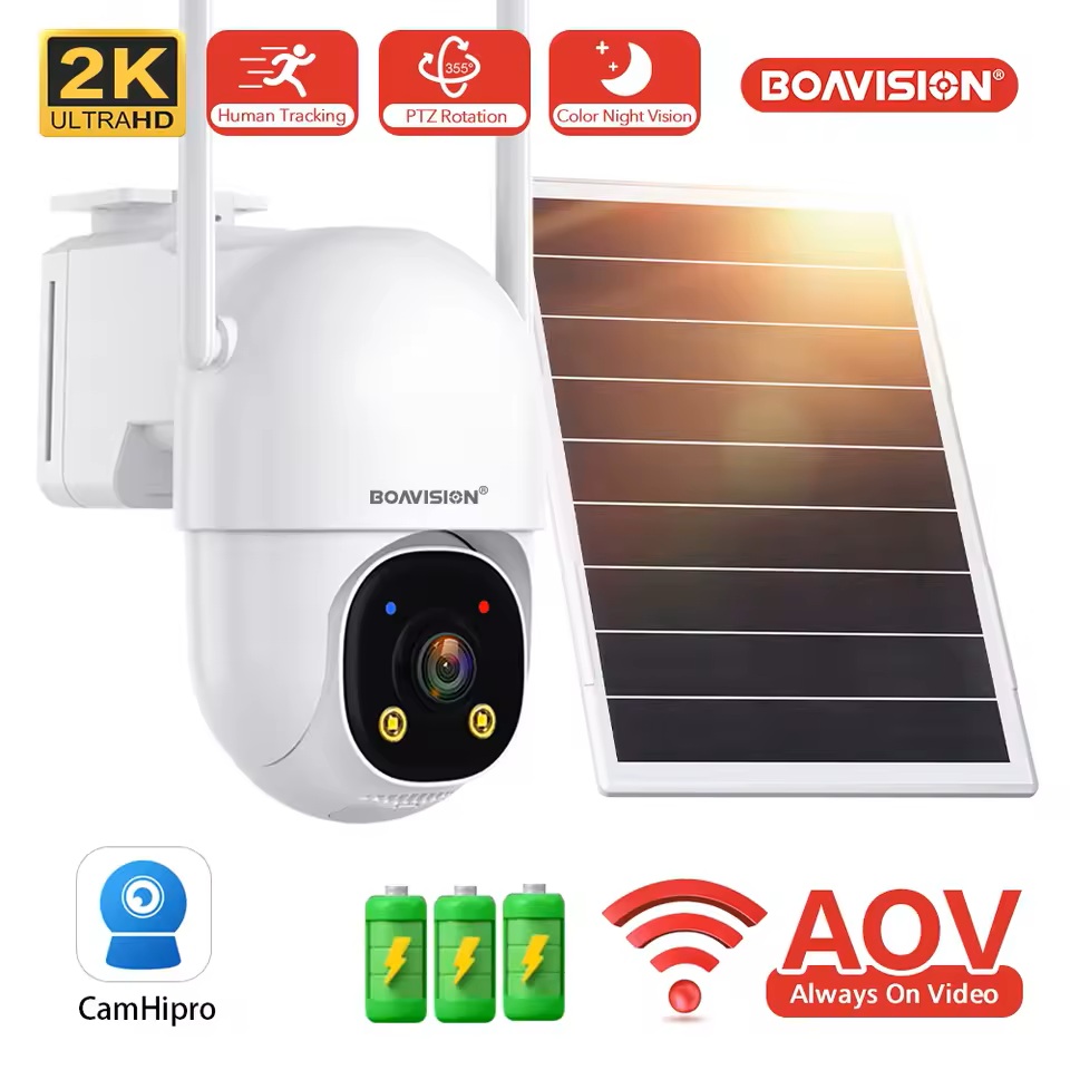 2K AOV Solar Camera Outdoor Wireless WiFi, 2.4GHz&5Ghz WiFi Security Camera,Color Night Vision, Smart 24/7 Recording, Auto-Tracking, IP66 (image for) 2K AOV Solar Camera Outdoor Wireless WiFi, 2.4GHz&5Ghz WiFi Security Camera,Color Night Vision, Smart 24/7 Recording, Auto-Tracking, IP66