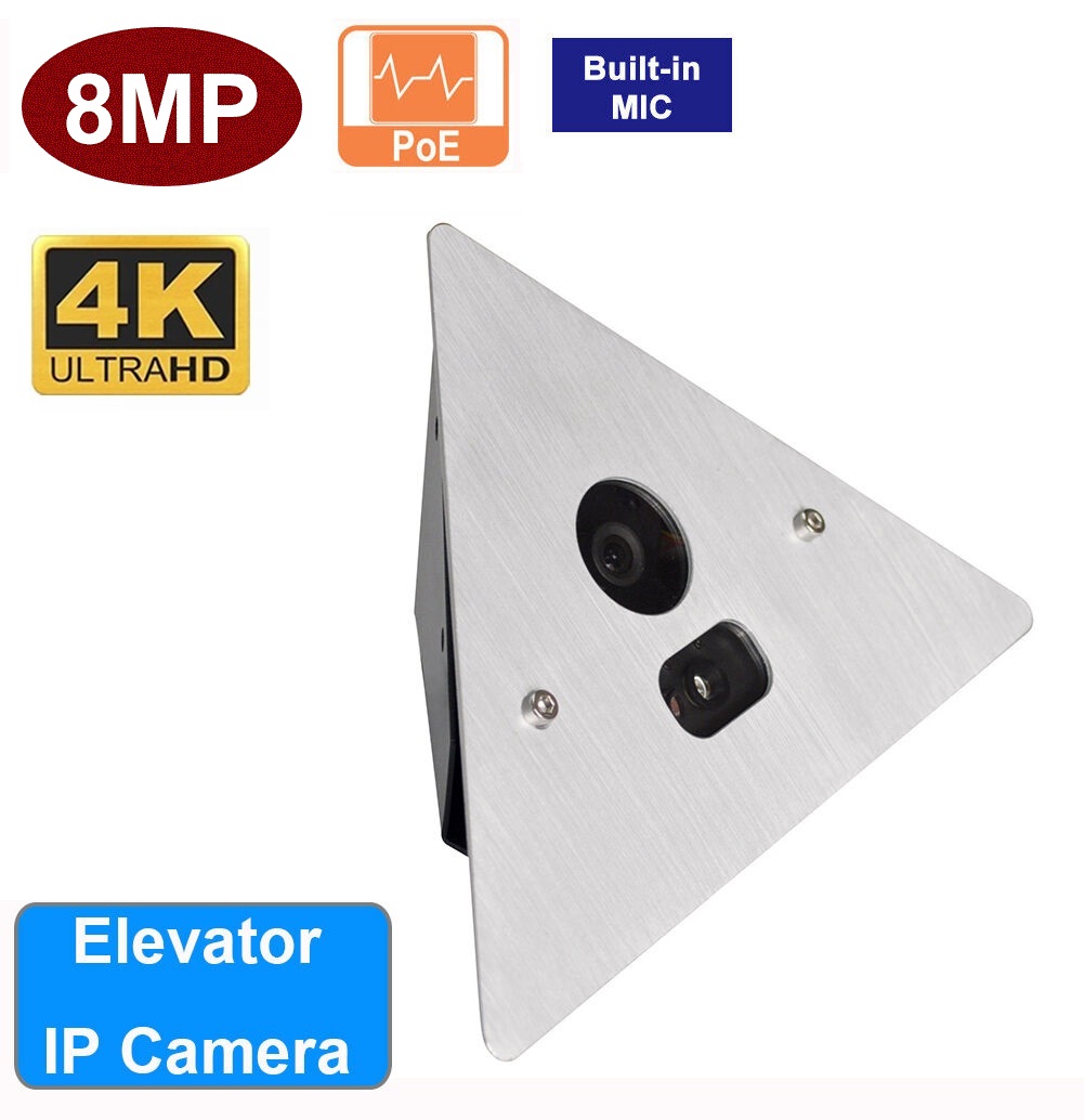 4K 8MP HD IR Corner Mount Elevator Onvif IP Camera With Built-in Audio POE/12VDC (image for) 4K 8MP HD IR Corner Mount Elevator Onvif IP Camera With Built-in Audio POE/12VDC