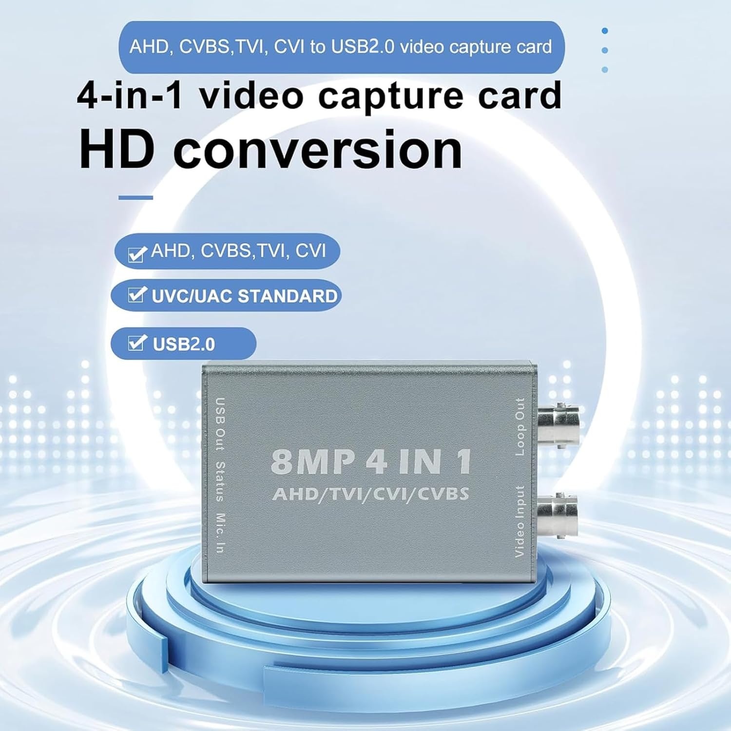 4K 4-in-1 BNC To USB Capture Card AHD TVI CVI CVBS To USB Capture for Video Recorder (image for) 4K 4-in-1 BNC To USB Capture Card AHD TVI CVI CVBS To USB Capture for Video Recorder