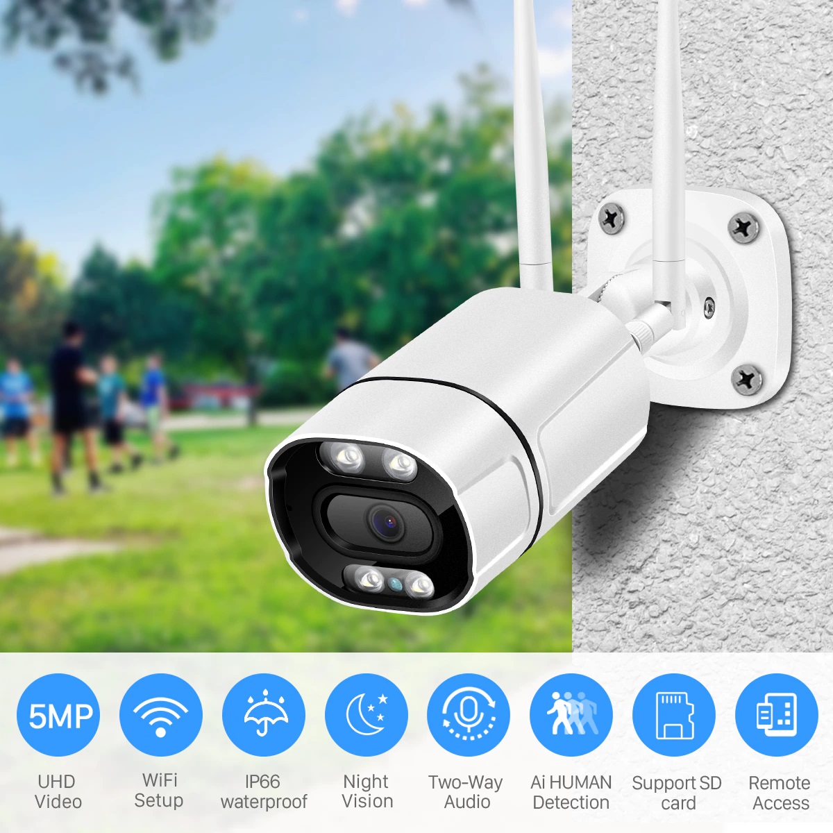 5MP Wifi Bullet Camera FULL COLOR Night Vision (image for) 5MP Wifi Bullet Camera FULL COLOR Night Vision