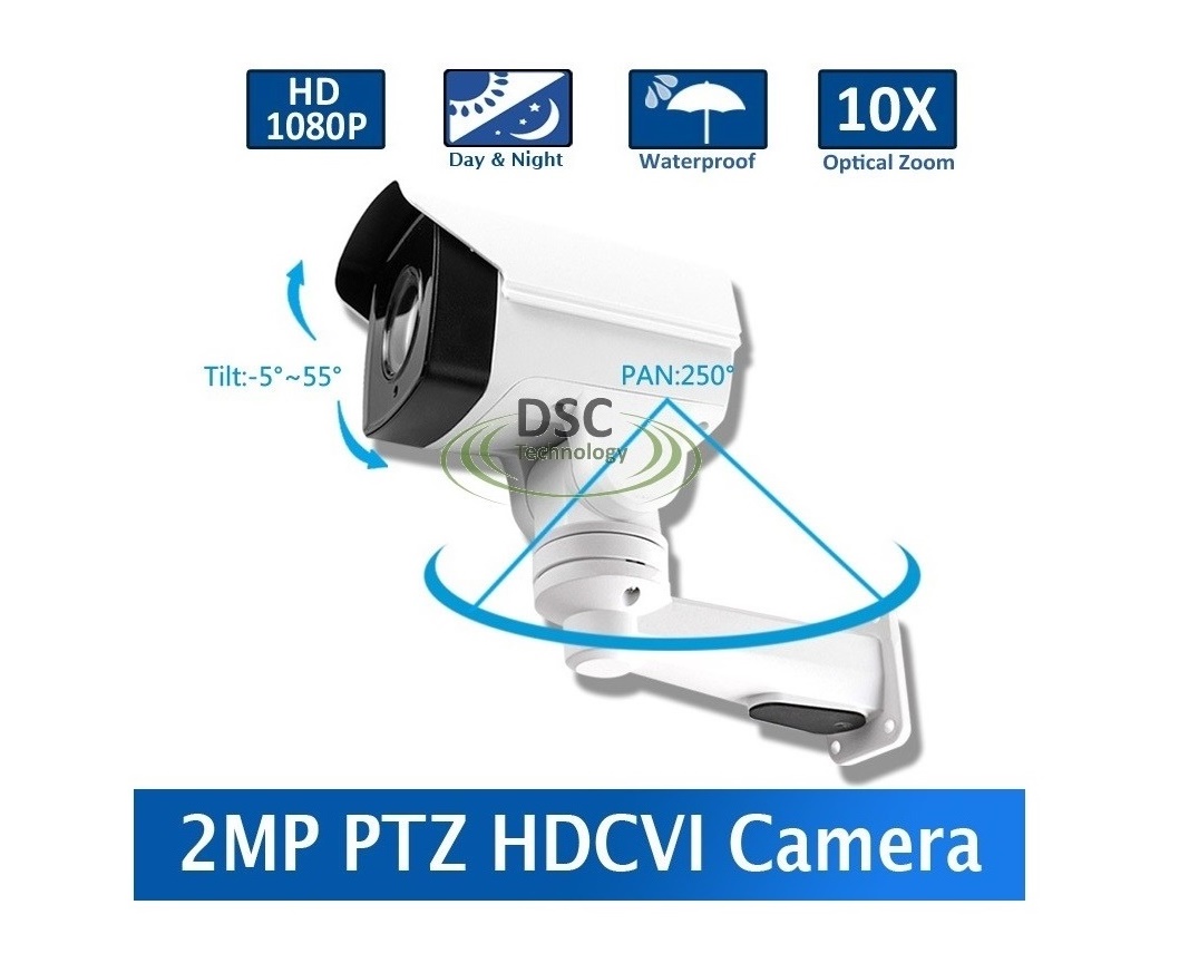 2MP 10X Optical Zoom Auto Iris Bullet PTZ HDCVI Camera (image for) 2MP 10X Optical Zoom Auto Iris Bullet PTZ HDCVI Camera