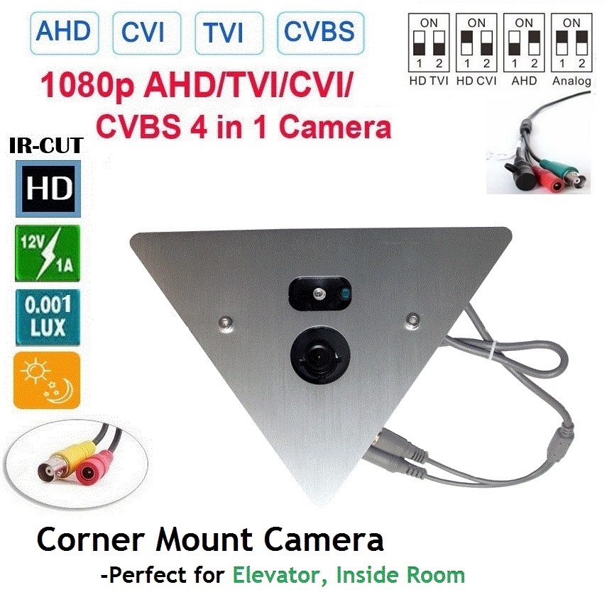 1080P 2.4MP IR Corner Mount Security CCTV Camera 2.8mm Lens BNC (image for) 1080P 2.4MP IR Corner Mount Security CCTV Camera 2.8mm Lens BNC