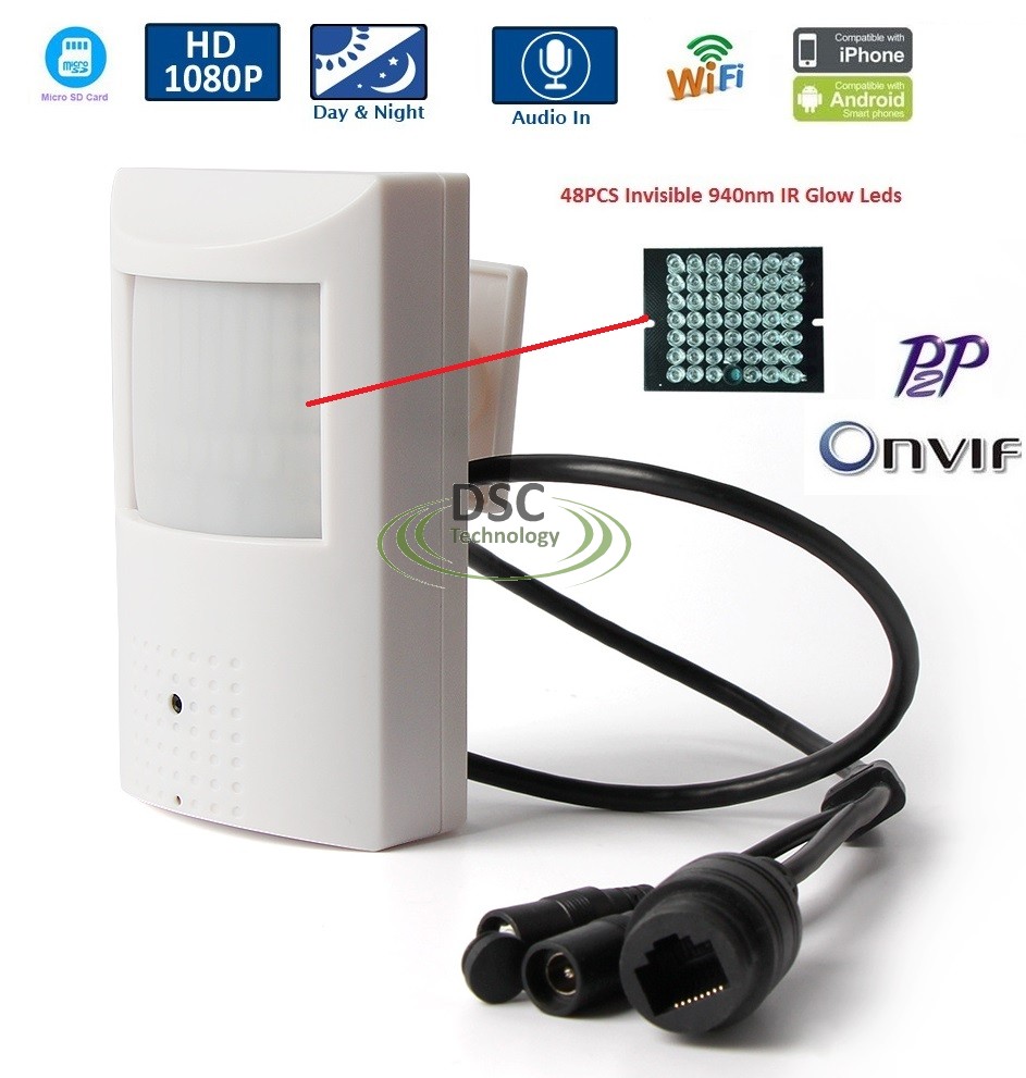 Onvif wireless IP PIR Style Camera, IR,Audio, SD Card Slot,12VDC (image for) Onvif wireless IP PIR Style Camera, IR,Audio, SD Card Slot,12VDC