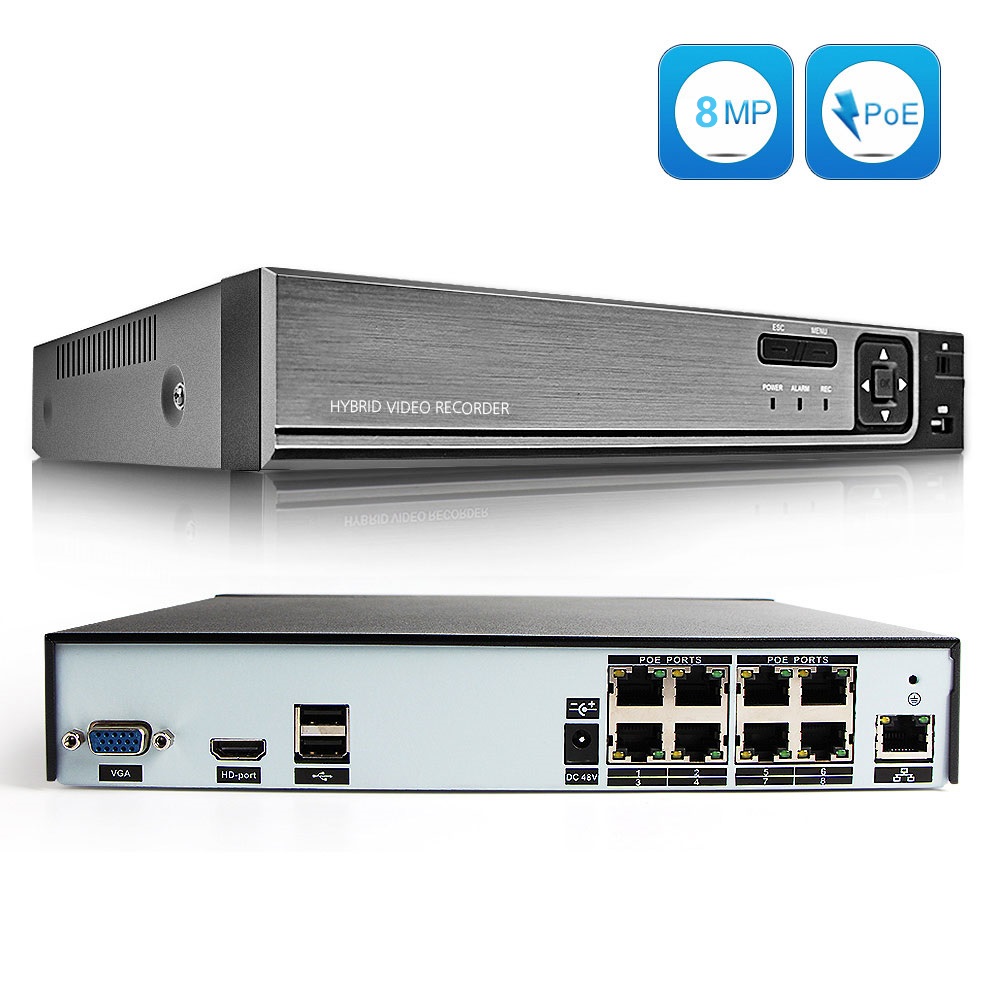 8 Channel NVR with 8 Port PoE, H.265 / H.264 Support IP Up to 8MP, XMEYE APP (image for) 8 Channel NVR with 8 Port PoE, H.265 / H.264 Support IP Up to 8MP, XMEYE APP