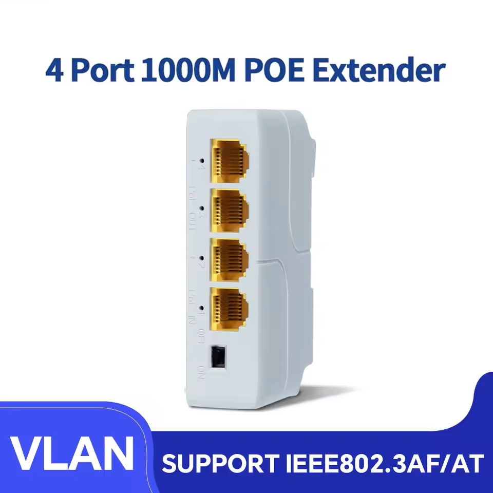 4 Port Gigabit POE Repeater 100/1000M 1 to 3 PoE Extender with IEEE802.3af/at Plug&Play (image for) 4 Port Gigabit POE Repeater 100/1000M 1 to 3 PoE Extender with IEEE802.3af/at Plug&Play